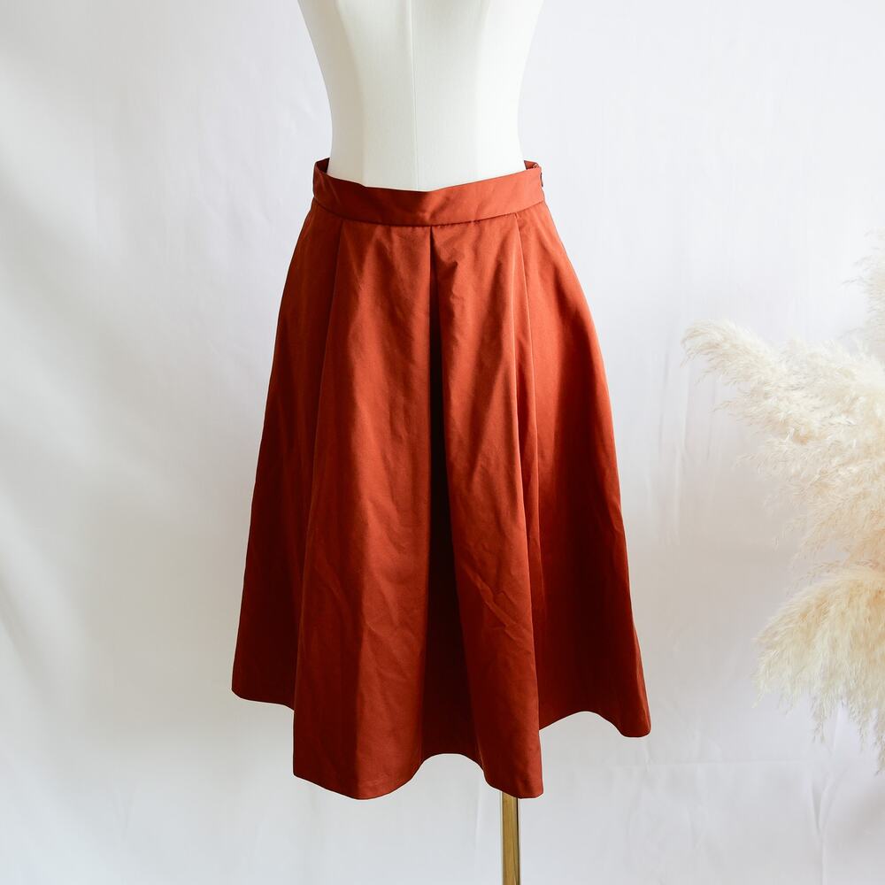 Zara Basic Burnt orange poplin skirt size M - Picture 2 of 5